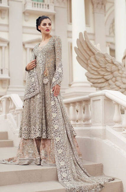 Silver Bridal Long Frock Lehenga 