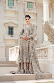 Silver Bridal Long Frock Lehenga for Wedding 