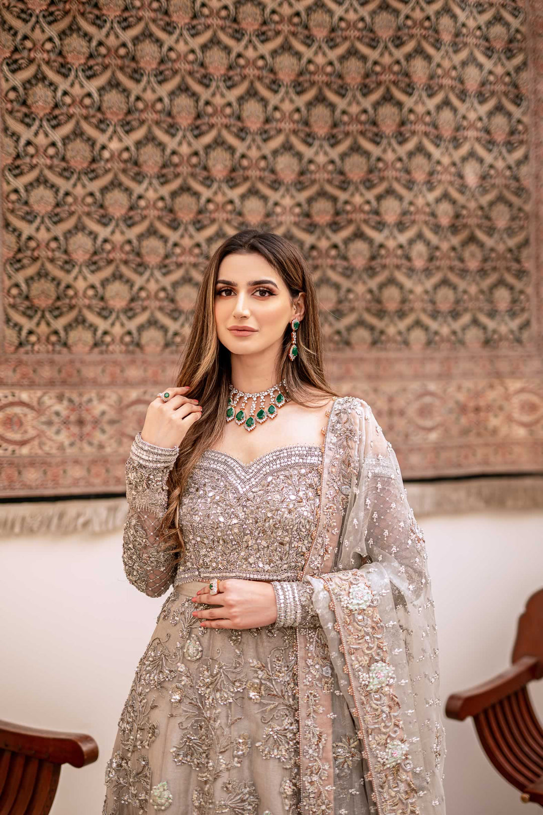 Silver Grey Bridal Lehenga Choli Pakistani Dress Online