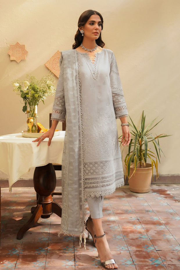 Silver Heavily Embellished Pakistani Kameez Salwar Suit with Dupatta