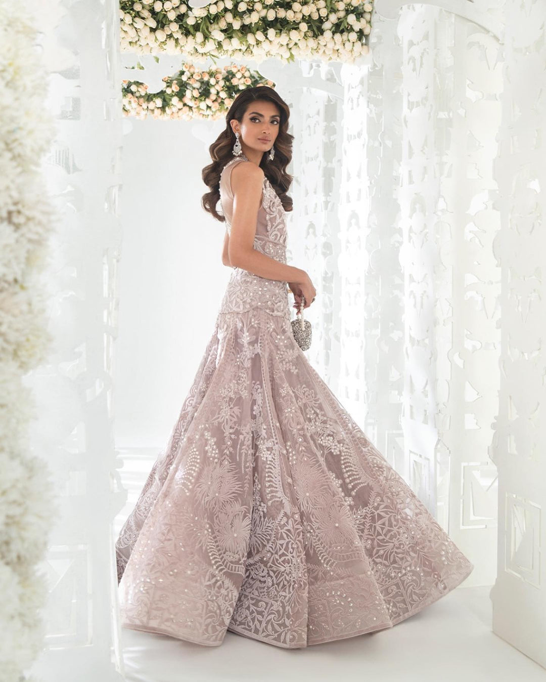 Silver Lehenga Gown Dress