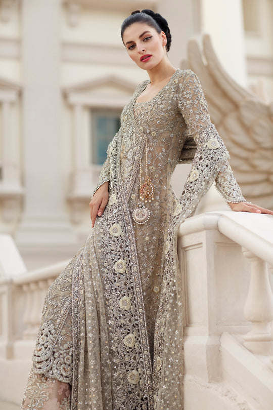 Silver Long Frock Lehenga 
