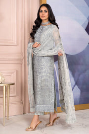 Silver Long Kameez and Capri Pakistani Embroidered Party Dress 2023