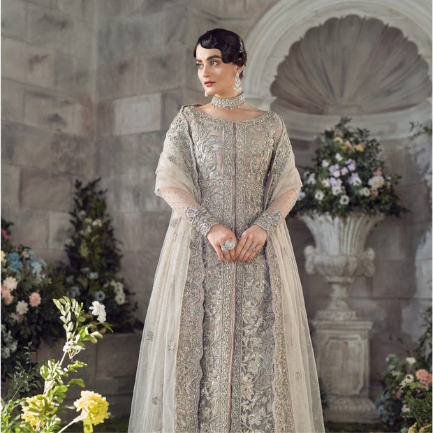 silver dress pakistani Silver Crystal Long Tail Wedding Dress Shazia Yasin