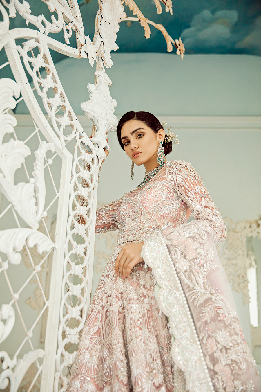 Silver Pink Bridal Lehenga 