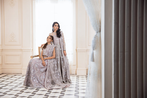 Silver Pishwas Dress with Delicate Embroidery Designer