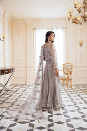 Silver Pishwas Dress with Delicate Embroidery Latest