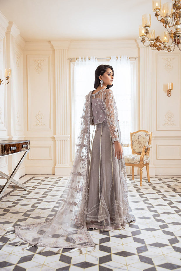 Silver Pishwas Dress with Delicate Embroidery Latest