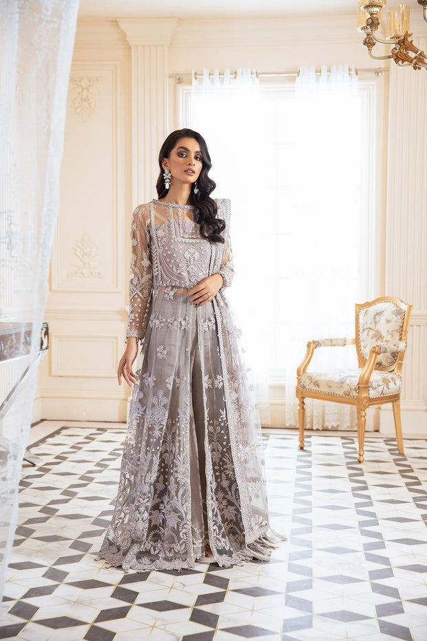 Silver Pishwas Dress with Delicate Embroidery