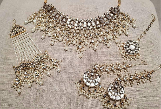 Silver Kundan Necklace Set For Bride