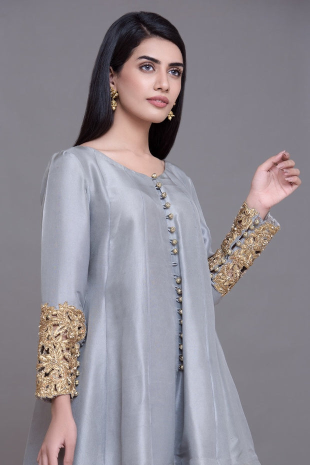 Simple Chiffon Suit for Party in Ice Blue Color Nameera by Farooq Simple Chiffon Suit for Party in Ice Blue Color Nameera by Farooq