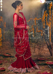 Pakistani Simple Mehndi Dresses for Bride 2021 Embroidery Long Shirt with Sharara