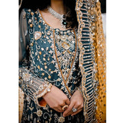 Simple Orange Lehenga with Green Kameez