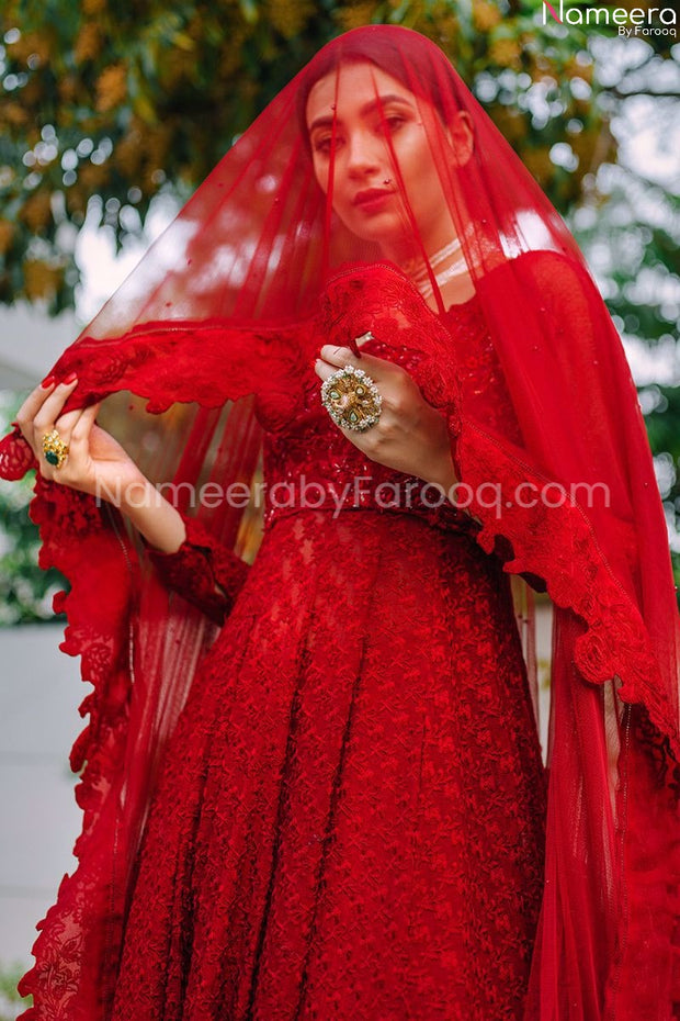 Simple Red Lehenga with Frock 