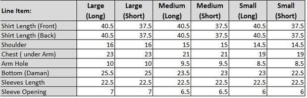 Size Chart