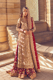 Skin Golden Kameez Lehenga Pakistani Wedding Dresses