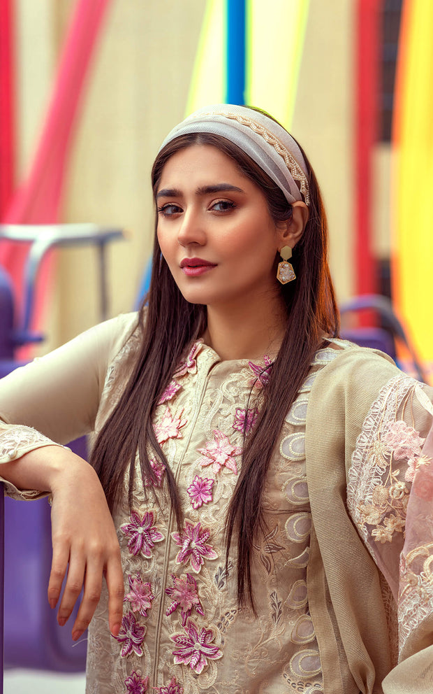 Designer Pakistani Eid Dresses in Skin Kameez Salwar – Nameera by Farooq