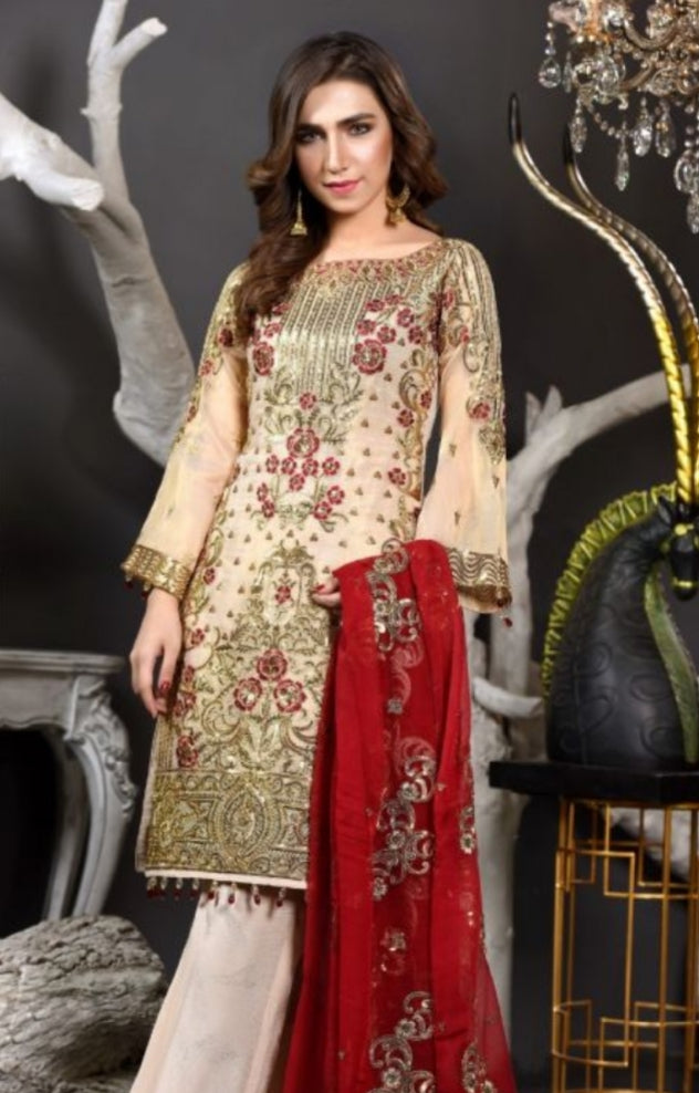Elegant Embroidered Pakistani Chiffon Suit for Events – Nameera by Farooq