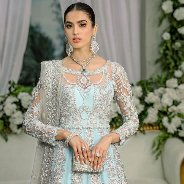 Sky Blue Lehenga Choli Pakistani Wedding Dresses  Nameera by Farooq