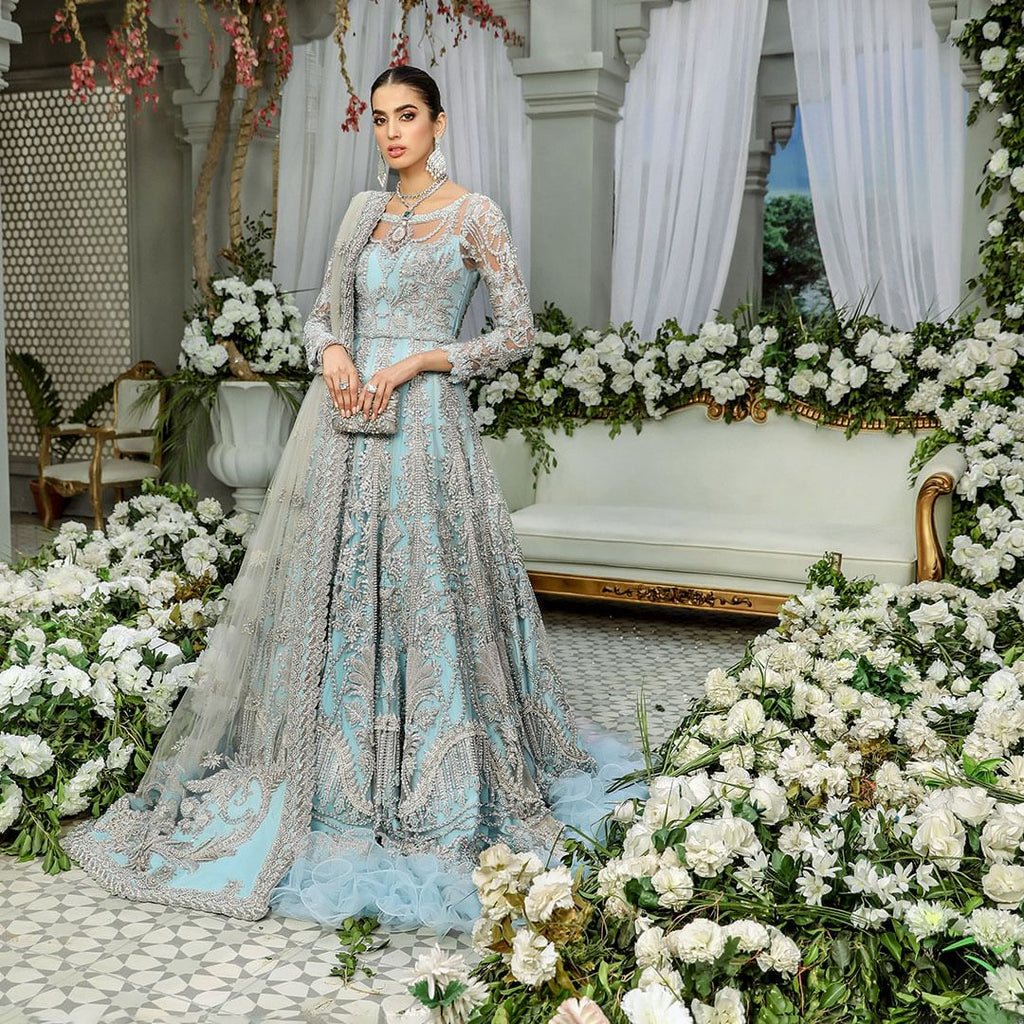 Sky Blue Gown Lehenga for Pakistani Wedding Dresses – Nameera by