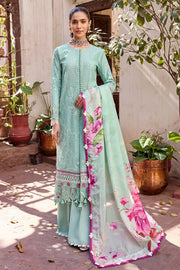 Sky Blue Kameez with Trousers and Dupatta Embellished Eid Dress