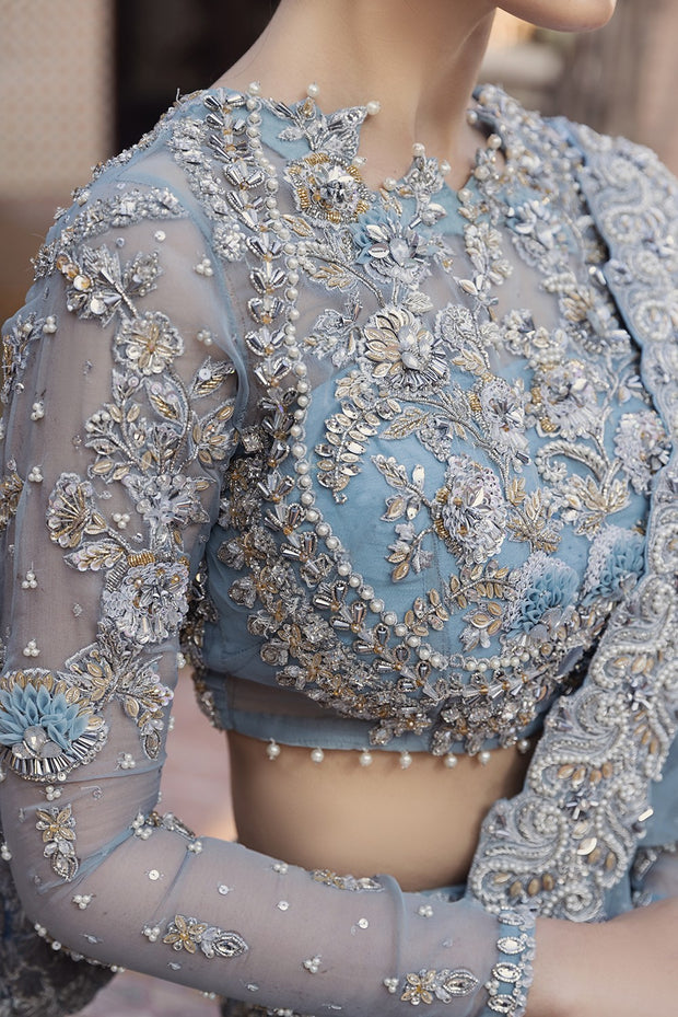 Sky Blue Lehenga Choli Pakistani Wedding Dress 2023