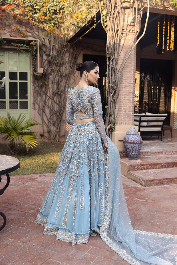 Sky Blue Lehenga Choli Pakistani Wedding Dress