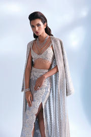Sky Blue Lehenga Jacket Bridal Pakistani Wedding Dress