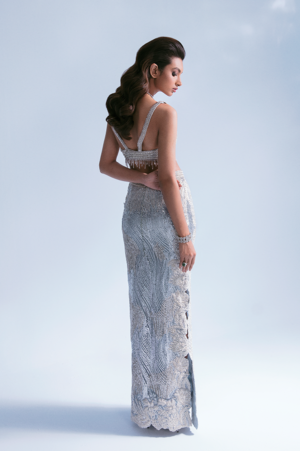 Sky Blue Lehenga Jacket Bridal Pakistani Wedding Dresses 2023