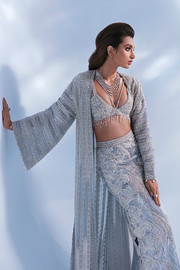 Sky Blue Lehenga Jacket Bridal 