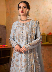 Sky Blue Long Kameez Salwar for Pakistani Party Wear 2023