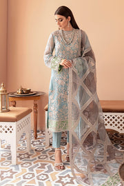Sky Blue Salwar Kameez with Floral Embroidery Online