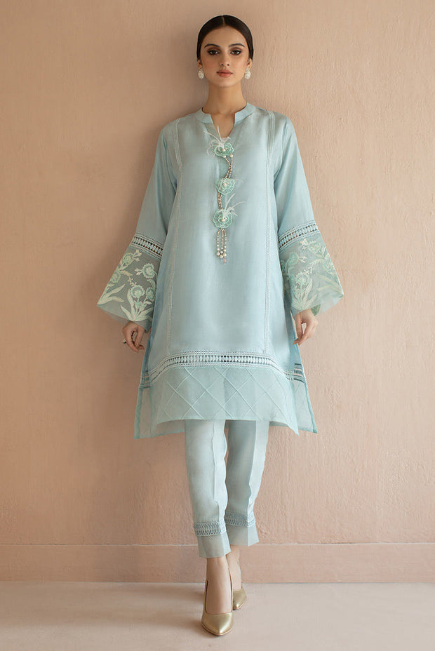 Sky Blue Salwar Kameez with Trendy Decorations