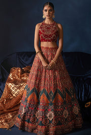 Sleeveless Lehenga Choli Bridal Indian Wedding Dress