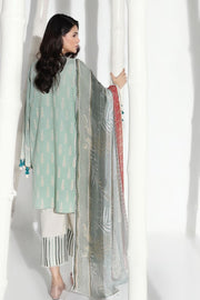 Pakistani embroidered slub dress for casual wear in mint green color # P2397