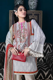 Pakistani designer slub outfit for casual wear in cloud grey color # P2398