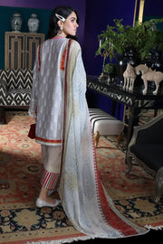 Pakistani designer slub outfit for casual wear in cloud grey color # P2398