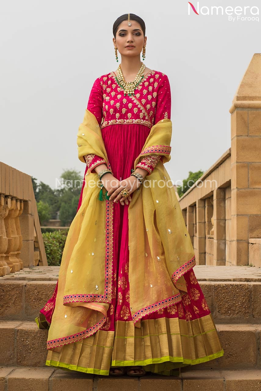 Striking Pakistani Long Frock for Wedding Party