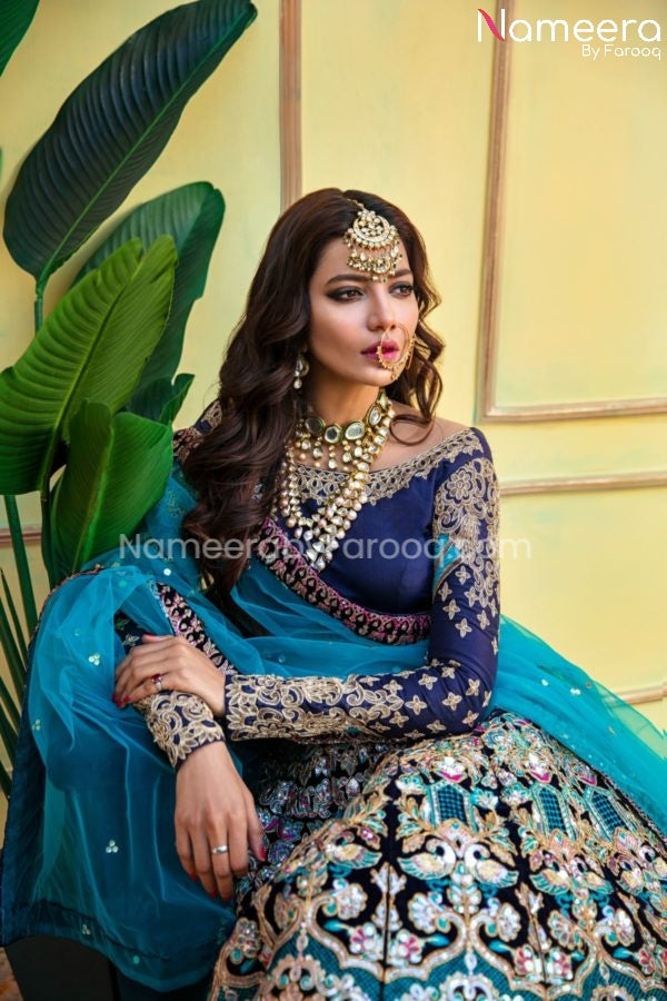 Stunning Blue Bridal Dress Pakistani Wedding Wear 2021 small Stunning Blue Bridal Dress Pakistani Wedding Wear 2021 small