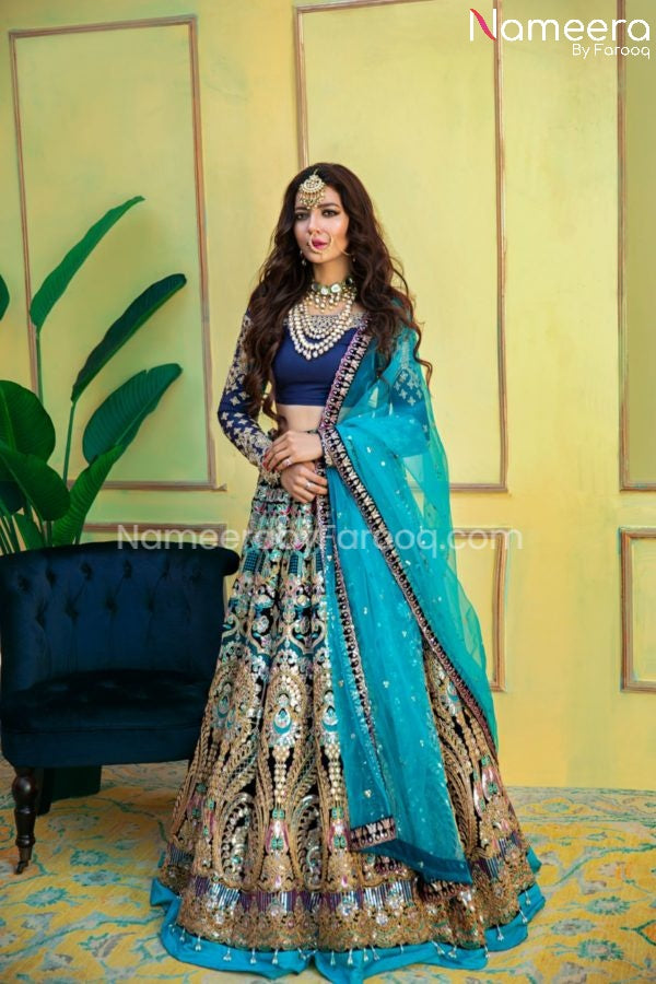 Stunning Blue Bridal Dress Pakistani Wedding Wear