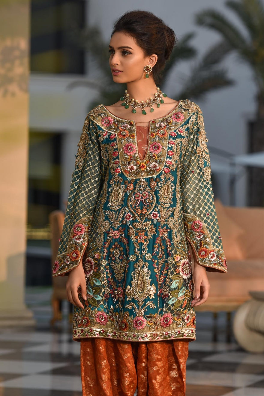 Sylish Wedding Party Peplum in Green Color