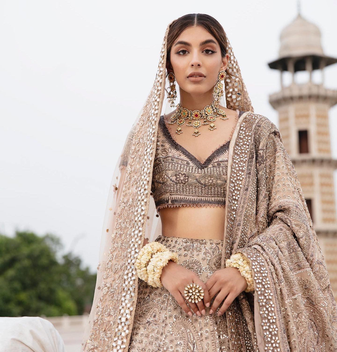 Tea Pink Bridal Lehenga with Choli and Dupatta Dress Online