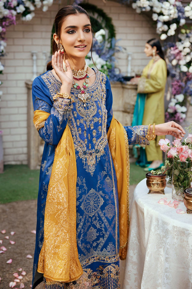 Teal Blue Pakistani Embroidered Kameez Trousers Eid Dress 2023