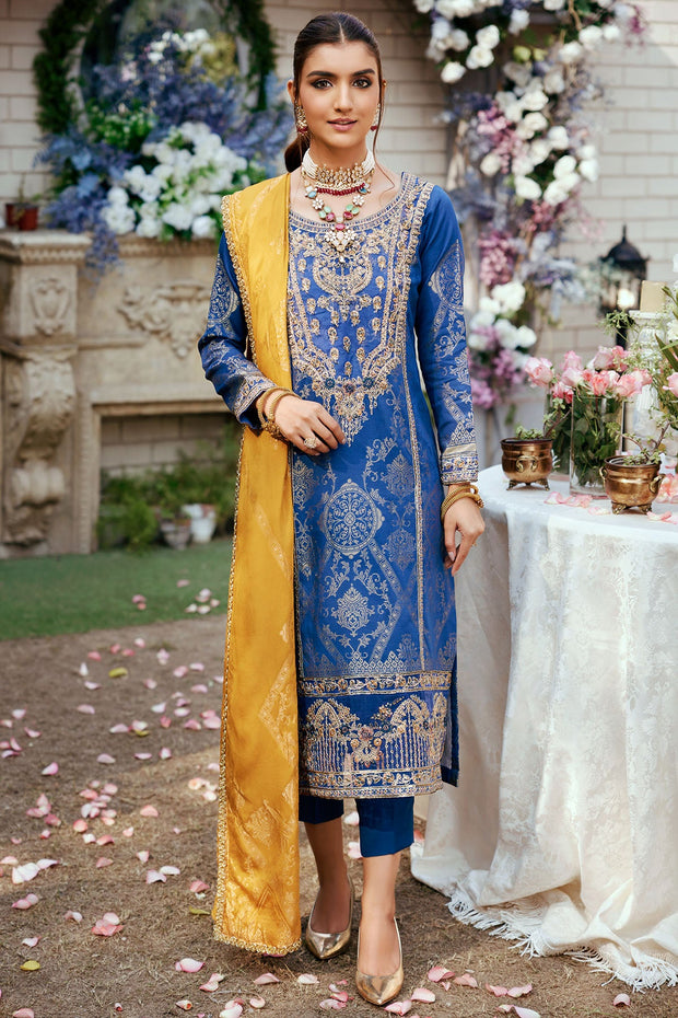 Teal Blue Pakistani Embroidered Kameez Trousers Eid Dress