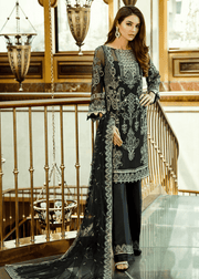 Pakistani designer thread embroidered black dress
