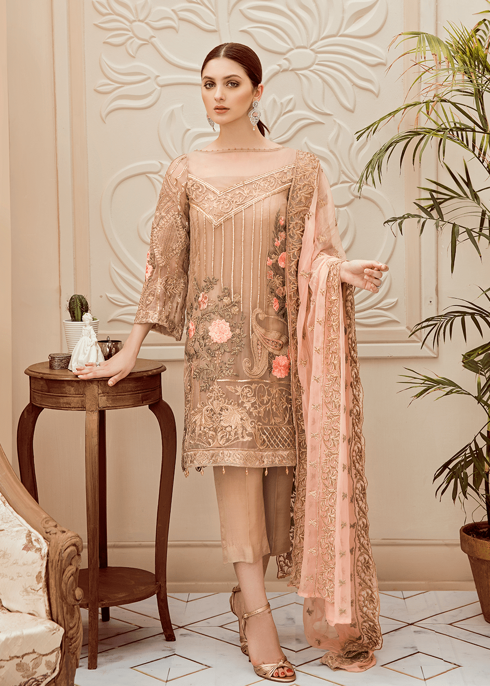 Thread embroidered dresses with elegant embroidery Nameera by Farooq