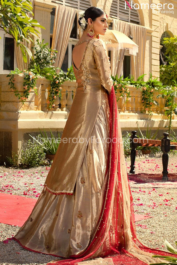 Tissue Glass Fabrication Beige Colour Gown with zardoshi, sequin and z –  urbandulhaniya