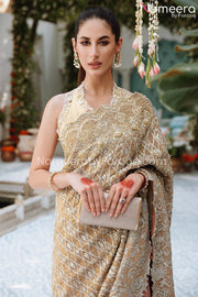 Tissue Pakistani Wedding Saree Bridal Dress in Gold