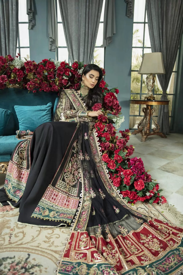 Traditional Black Wedding Dress Pakistani in Organza Gown Style