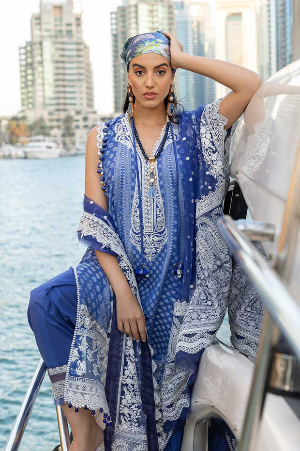Traditional Blue Chikankari Suit for Pakistani Eid Dress 2022